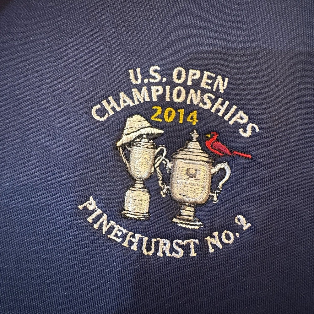 Nike Golf Dri-FIT Mens L Blue Polo 2014 US Open Pinehurst No 2 509167-419